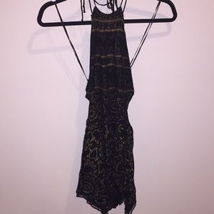 Free People Black &a Gold Romper